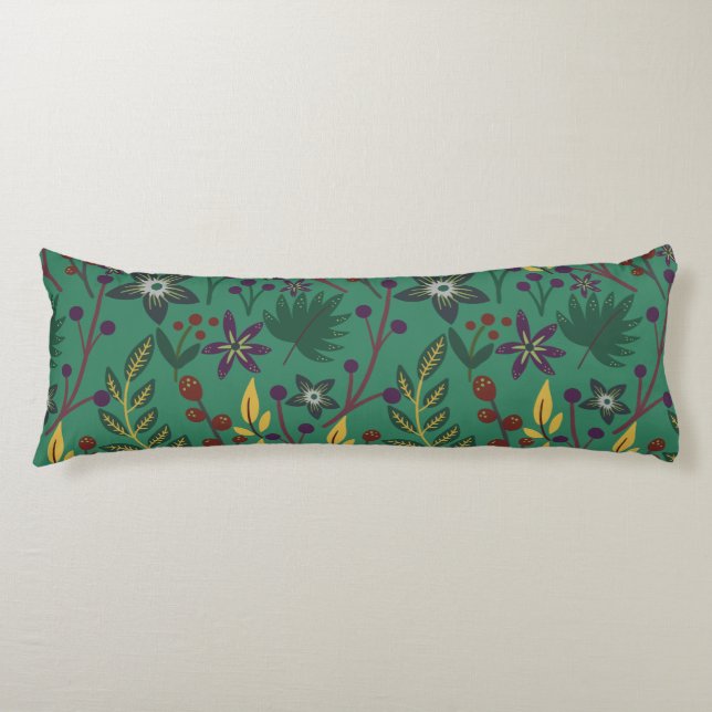 Coussins Longs Floral continu fleurs motif vert arrière - plan (Devant)