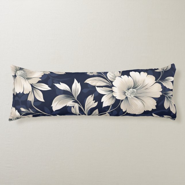 Coussins Longs Floral en bleu (Devant)