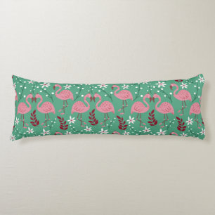 Coussins Longs Floral flamingo sans couture motif rose vert