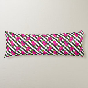 Coussins Longs Floral Pink en stripes verticales