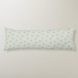 Coussins Longs floral rose blanc chic minable bleu-clair de point