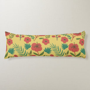 Coussins Longs Floral sans couture motif rouge jaune vert fleurs