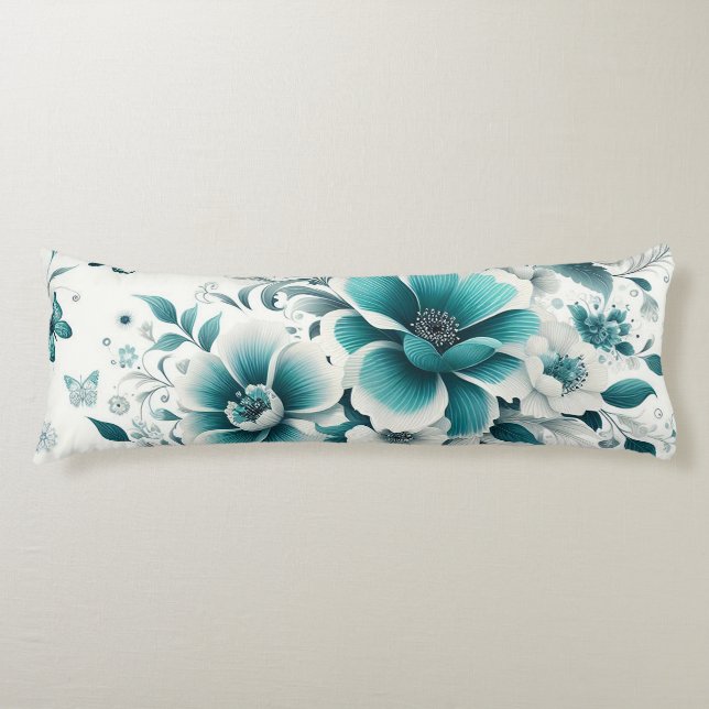 Coussins Longs Floral turquoise (Devant)