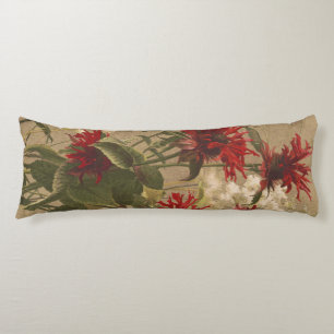 Coussins Longs Flore rouge et bordeaux sophistiquée contre le bei
