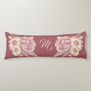 Coussins Longs Flower Illustration personnalisé monogramme corps