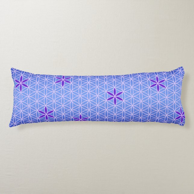 Coussins Longs Flower Of Life - timbre sans couture motif - bleu (Devant)