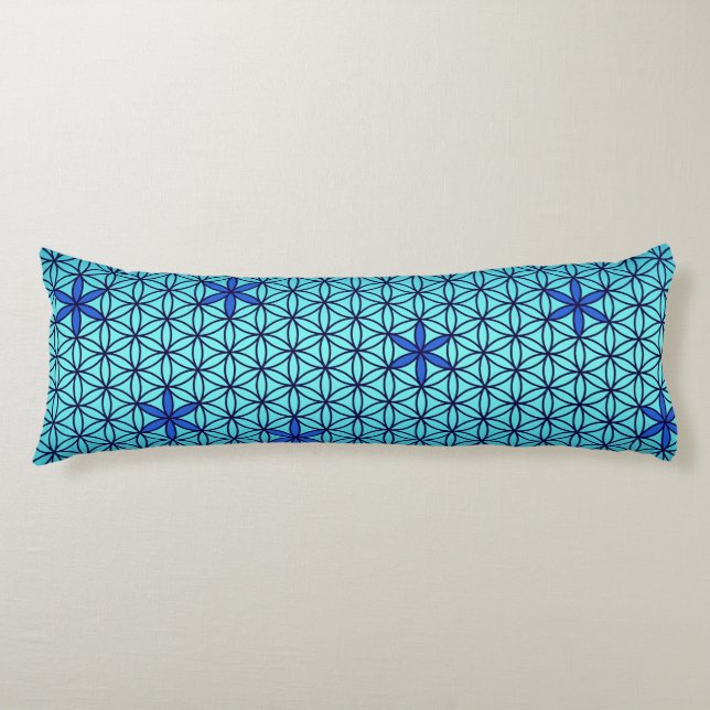 Coussins Longs Flower Of Life - timbre sans couture motif - cyan (Devant)
