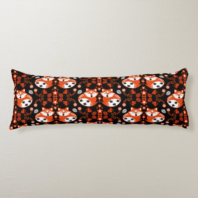Coussins Longs Folk Art Fox Print Decor (Devant)