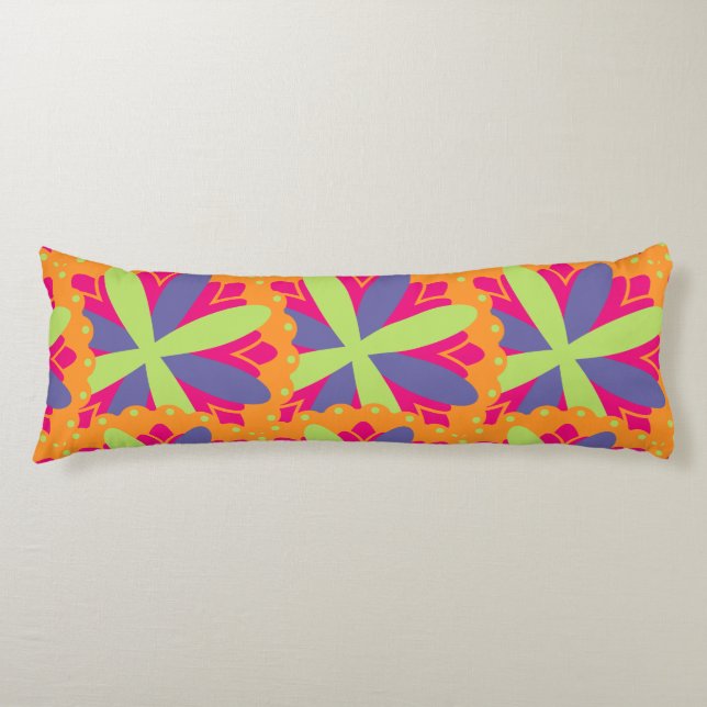 Coussins Longs Formes florales orange vibrant (Devant)