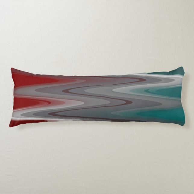 Coussins Longs Foule gris sur la turquoise bordeaux (Devant)