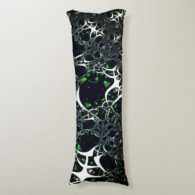 Coussins Longs Fracale blanche imparfaite sur l'espace noir, tric (Devant (Vertical))