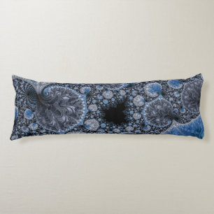 Coussins Longs Fractale abstraite noire bleue