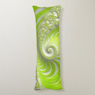 Coussins Longs Fractale en spirale abstraite moderne vert citron