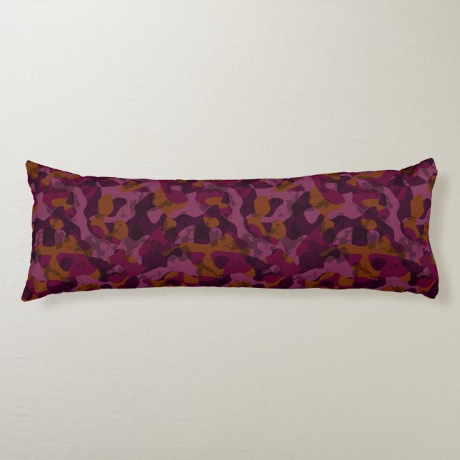 Coussins Longs Framboise, mûre, marron et camouflage noix de musc (Devant)