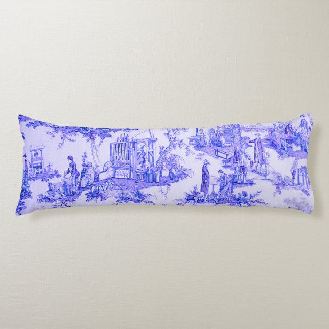Coussins Longs Français Bleu Blanc Toile Chinoiserie Style Rustiq (Devant)