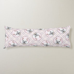 Coussins Longs French Bulldog Painting White Cream Pet Dog Art