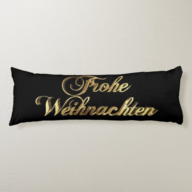 Coussins Longs Frohe Weihnachten allemand Noël noir et or (Devant)