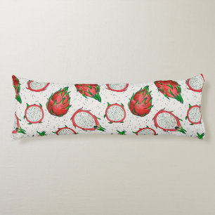 Coussins Longs Fruit de dragon rouge sur blanc