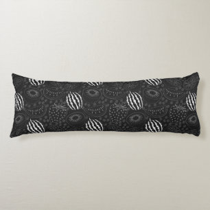 Coussins Longs Fruit sans couture motif noir et blanc Tropical