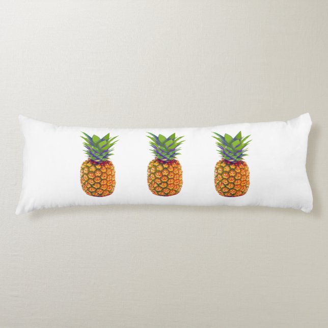 Coussins Longs Fruits d'ananas sur fond blanc (Devant)