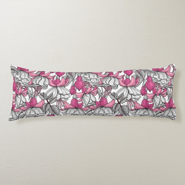Coussins Longs Fuchsia en blanc et rose (Devant)