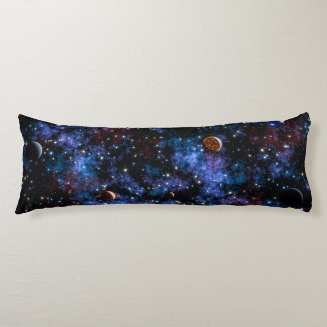 Coussins Longs Galaxies colorées, étoiles et planètes (Devant)