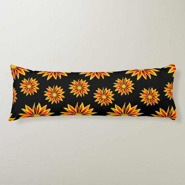 Coussins Longs Gazania Fleurs Rouge Orange Baiser Flamme Dorée (Devant)