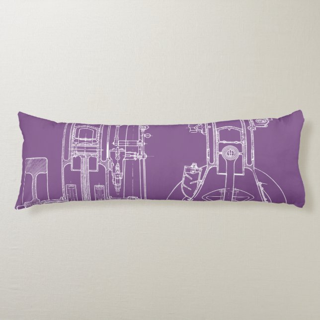 Coussins Longs Génie schématique Dessin Moteur à gaz initial (Devant)