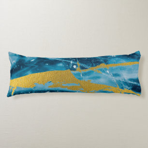 Coussins Longs Géode Agate Gemstone Blue et Gold