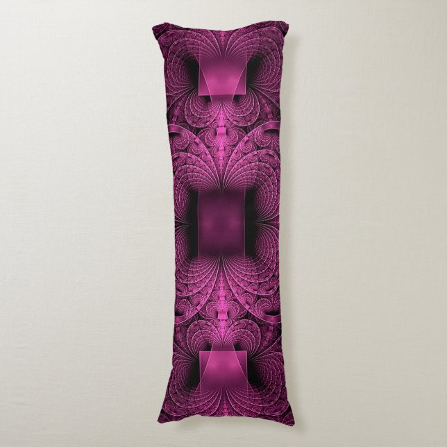 Coussins Longs géométrie motif magenta fractale (Devant (Vertical))