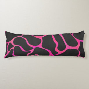 Coussins Longs Giraffe rose chaude et noire