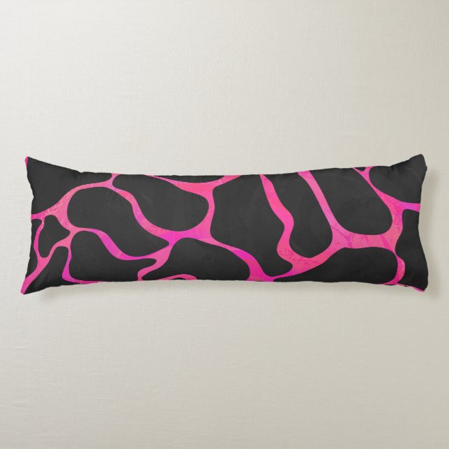 Coussins Longs Giraffe rose chaude et noire (Devant)