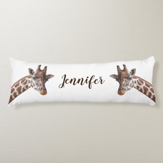 Coussins Longs Giraffe Safari Animaux Nom personnalisé (Devant)