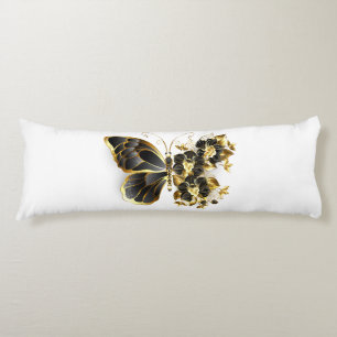 Coussins Longs Gold flower Butterfly with Black Orchid
