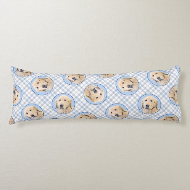 Coussins Longs Golden Retriever Painting mignon Original Chien Ar (Devant)