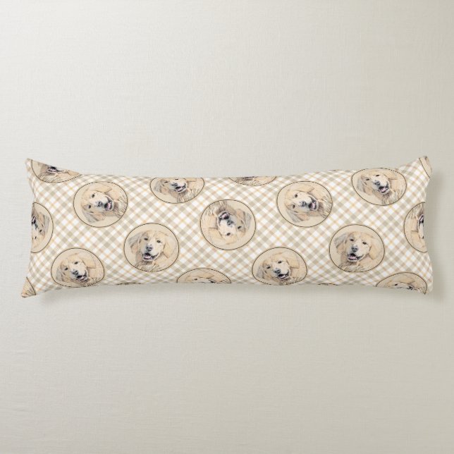 Coussins Longs Golden Retriever Painting mignon Original Chien Ar (Devant)