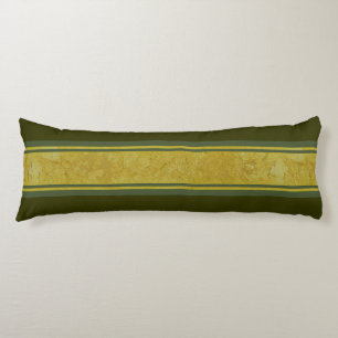 Coussins Longs Golden Stripes vert foncé + votre couleur arrière 