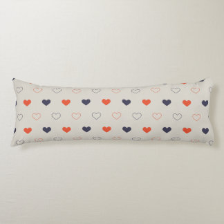 Coussins Longs Grand - Cœurs charmants / crème orange foncé