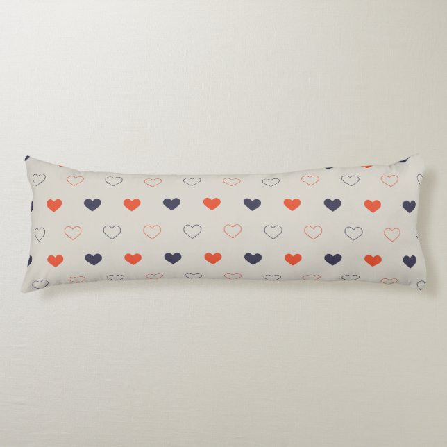 Coussins Longs Grand - Cœurs charmants / crème orange foncé (Devant)