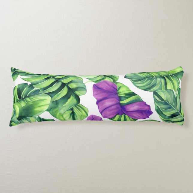 Coussins Longs Grand Motif Plante Tropical Violet (Devant)