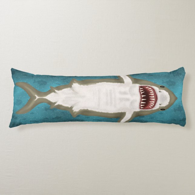 Coussins Longs Grande Attaque de requin blanc Funny Poisson Nouve (Devant)