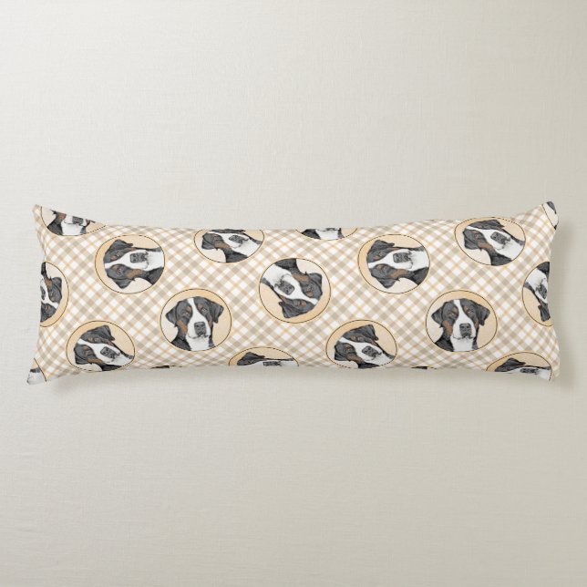 Coussins Longs Grande Suisse Mountain Dog Peinture Art original (Devant)