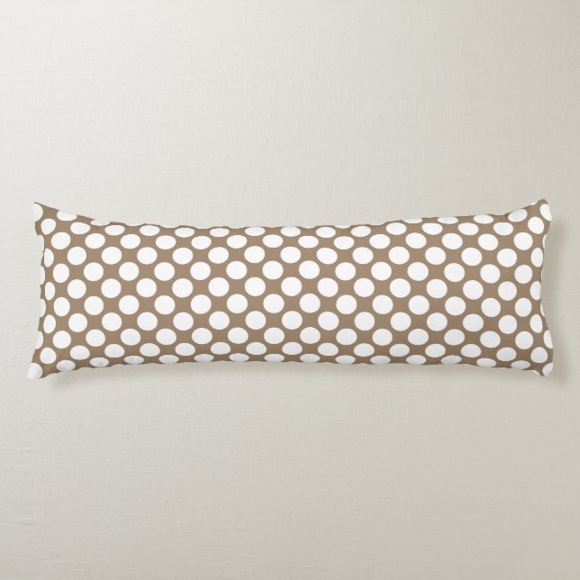 Coussins Longs Grands points rétro - blanc et taupe (Devant)