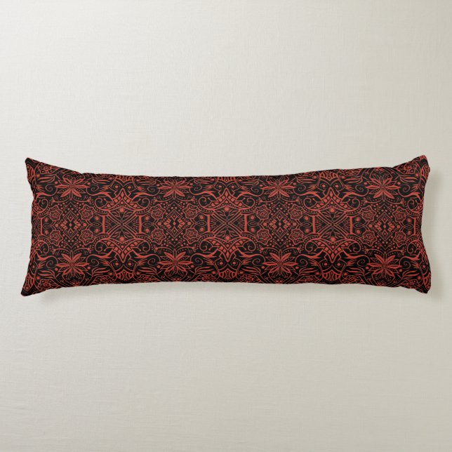 Coussins Longs Grec Baroque Arabesque Motif noir Terracotta (Devant)
