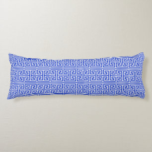 Coussins Longs Grec Meander Carré clé H Motif bleu