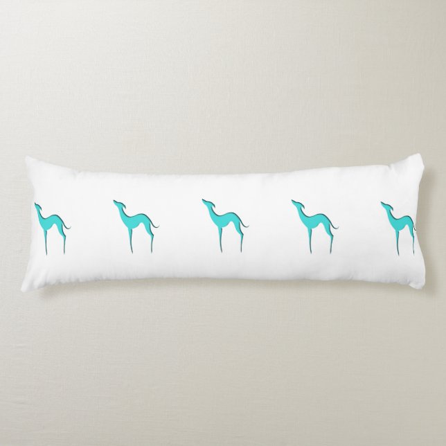 Coussins Longs Greyhound Whippet dog Elégant silhouette turquoise (Devant)