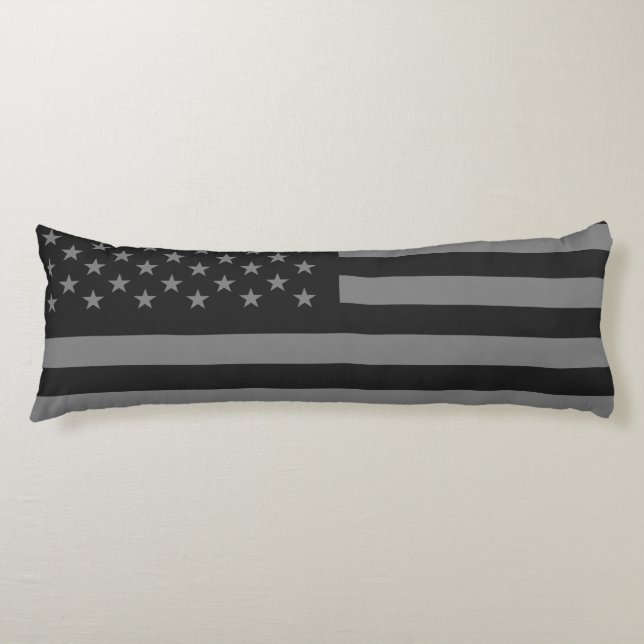 Coussins Longs Gris de noir de drapeau américain (Devant)