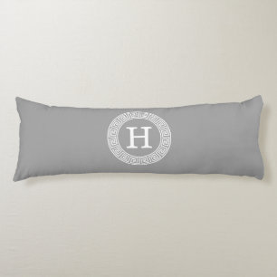 Coussins Longs Gris foncé Gris Clé grecque Cadre Rnd Premier Mono