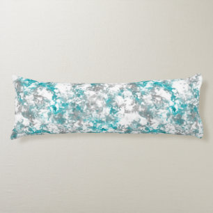 Coussins Longs gris turquoise et blanc abstrait