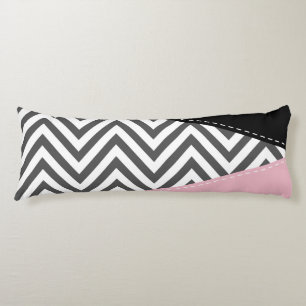 Coussins Longs Gris Zigzag, Gris Chevron, Motif Zigzag, Rose